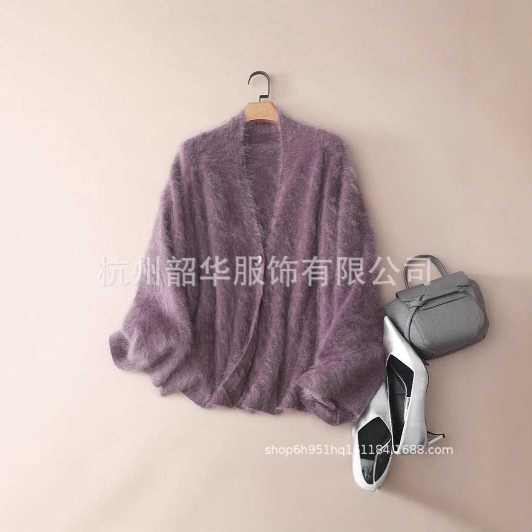 High-End 100% Pure Cashmere Knitted Cardigan V-Neck Jacket Autumn and Winter New Brushed Comfortable Soft Outerwear Trendy Lazy Style