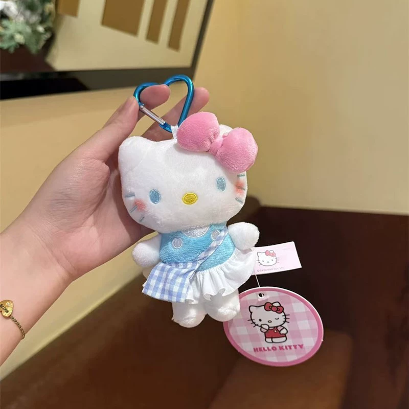 Sanrio, Hello Kitty, настоящая плюшевая подвеска, кукла, милый брелок для ключей, школьная сумка