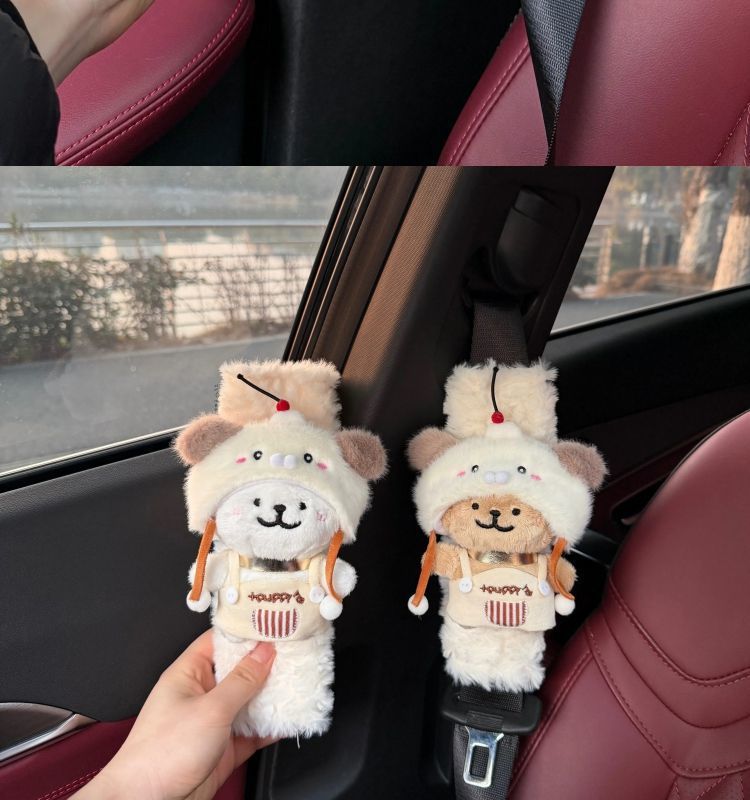 Afternoon Tea Line Art Puppy Car Seatbelt Shoulder Pad Cute All-Season Anti-Strangling New Car Gift