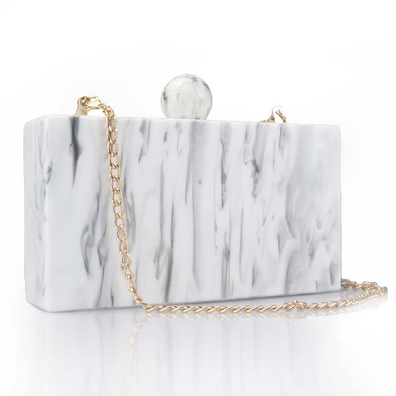 330g Weight Cotton Lining Material Clasp Frame Closure Type Chain Strap Type Shoulder Bag, Clutch Bag, Evening Bag Bags Type Party Occasion Acrylic Material Marble Pattern All Seasons Season Women's Gender Vintage Style Style Square Shape Sky Blue, White, Yellow Color Sky Blue White Yellow Arylic Marble Square Evening Bags 15