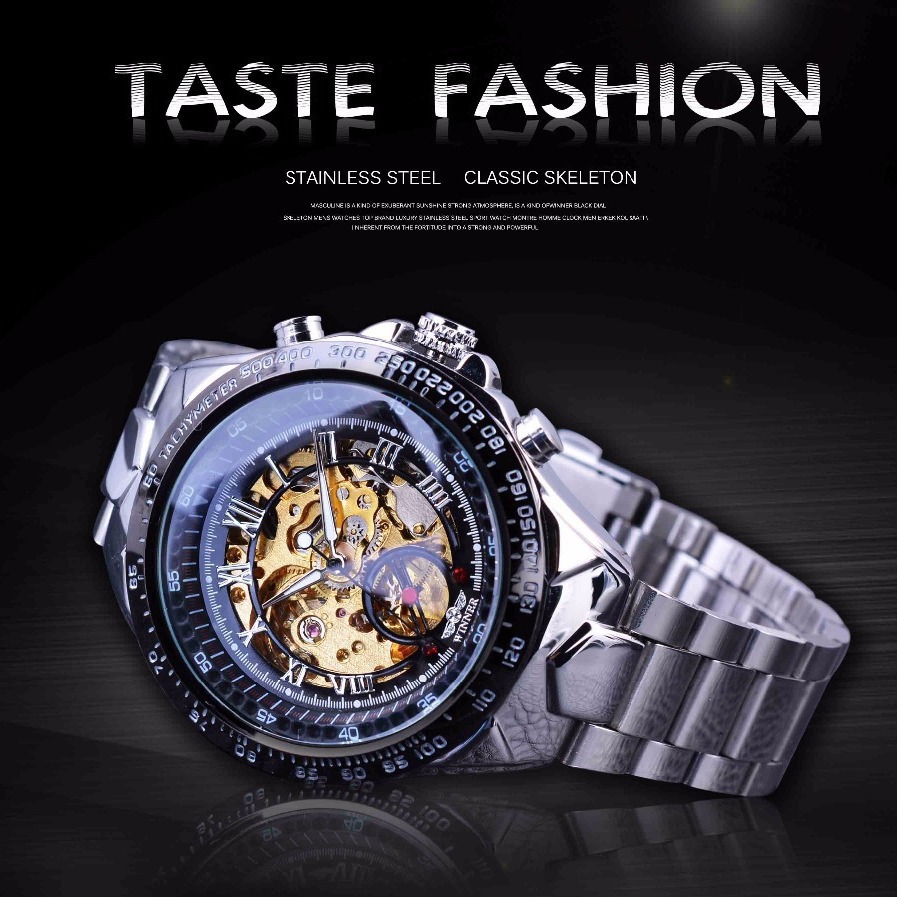 Winner T-Winner Fashion Full Steel Hollow Automatic Mechanical Wholesale Men's Watch_voghion.com