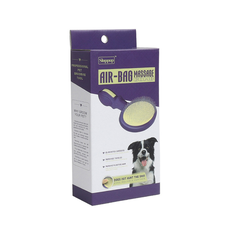 Peine para mascotas, productos de limpieza y belleza, serie púrpura y amarilla, peine de nudo abierto, cuchillo de pelo, peine de pulgas, peine de perro