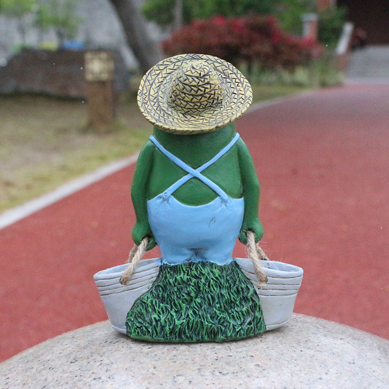  Resin Hat Bucket Small Frog Ornaments Garden Succulent Small Bonsai Home Balcony Decoration Handmade