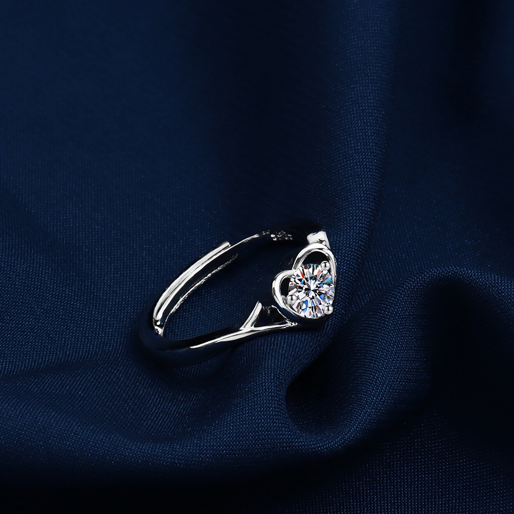 1 Piece Fashion Heart Shape Metal Plating Inlay Zircon Womenu0027S Open Ring