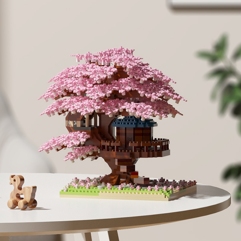 Compatible con Lego Sakura Tree House Street View Bloques de construcción Flor eterna Decoración en macetas Juguetes educativos para niños Regalo para niñas