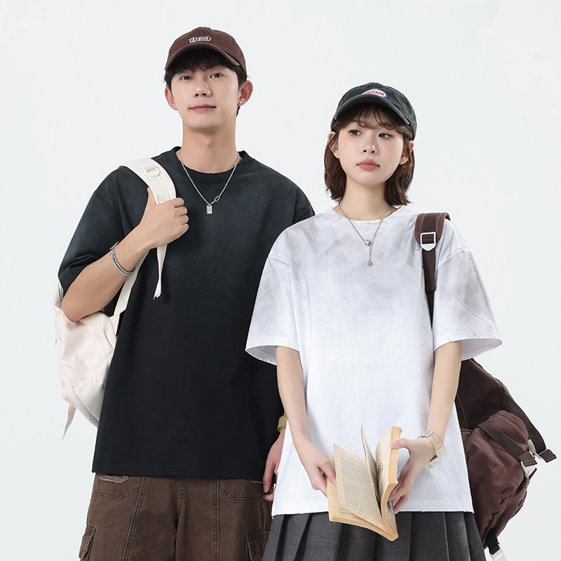 Premium Men's Heavyweight Crew Neck T-Shirt Short Sleeve 2026 New Style Loose Fit Plus Size Versatile Unisex Top Wholesale