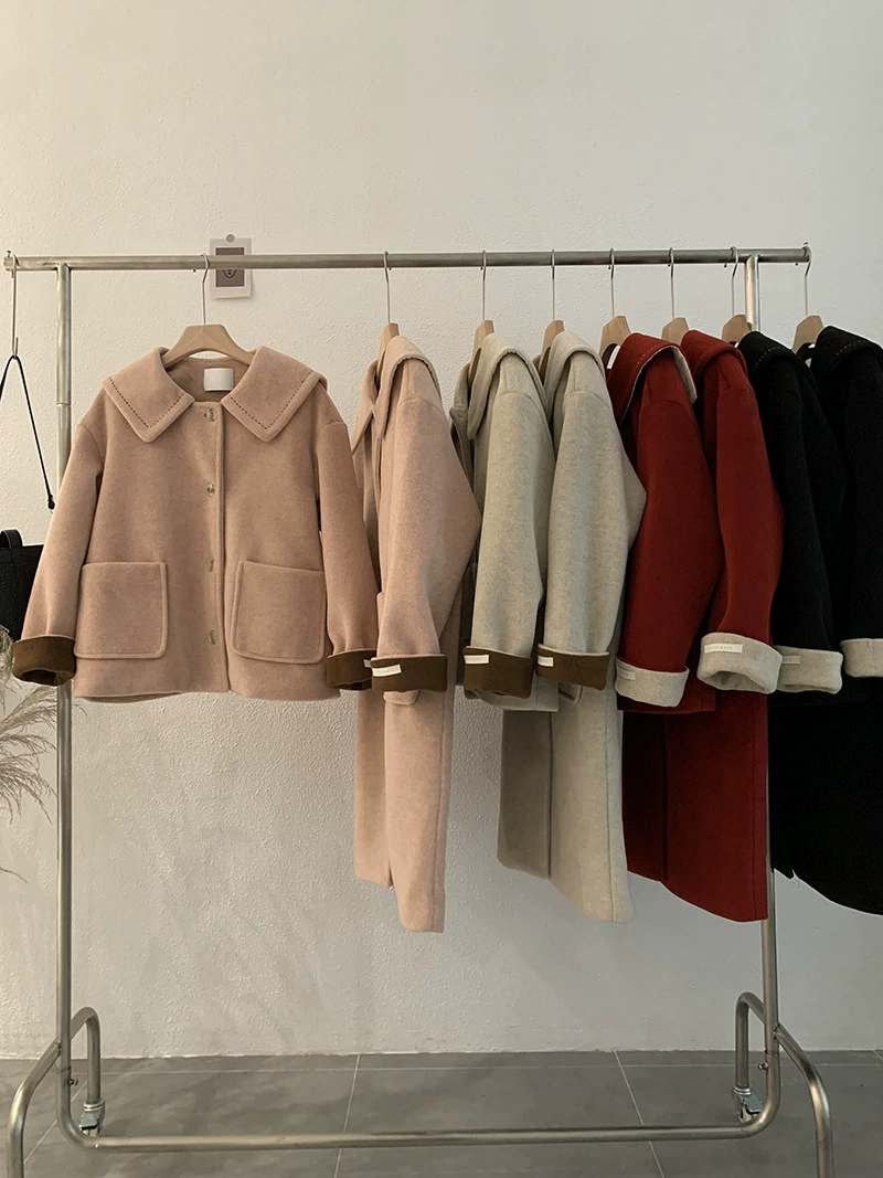Quilted demi-season woolen coat, jacket, long-sleeve