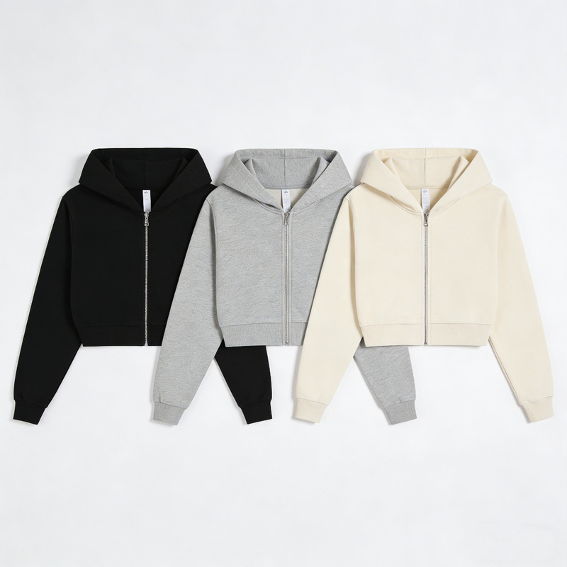 25Alo New Autumn and Winter Short Zipper Hooded Sweatshirt for Women, Loose Casual Sports Jacket, Versatile Trendy Brand Top