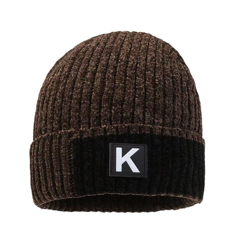 Cappello invernale da uomo in maglia calda con fodera in pile, cappello da ciclista spesso, cappello da esterno in lana ciniglia_voghion.com