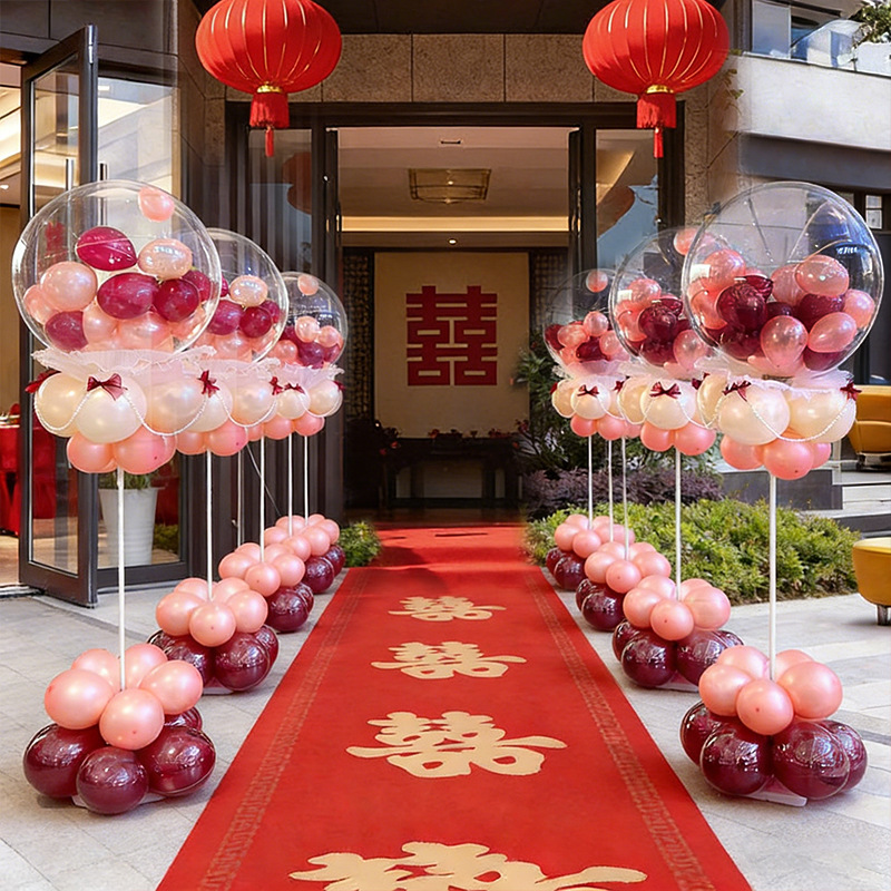 Boda columna carretera plomo globo decoración boda habitación diseño traje al aire libre boda puerta carretera plomo boda suministros