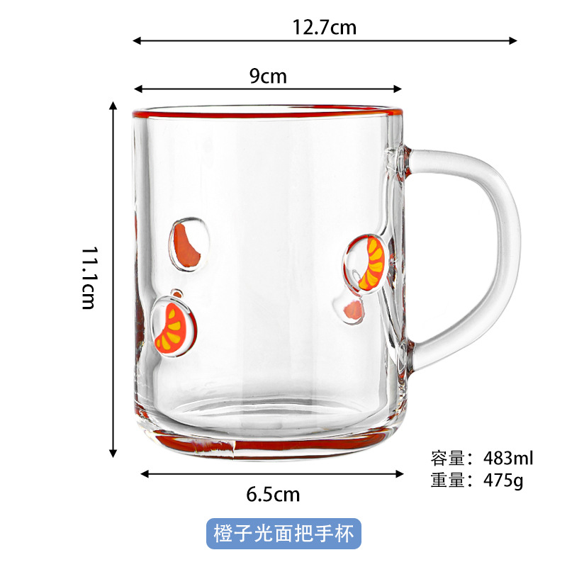 Naranja con taza de mano plana