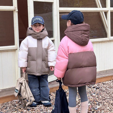 【反季清仓】防寒服儿童拼色羽服男女童大童绒丝外套童装批发直播