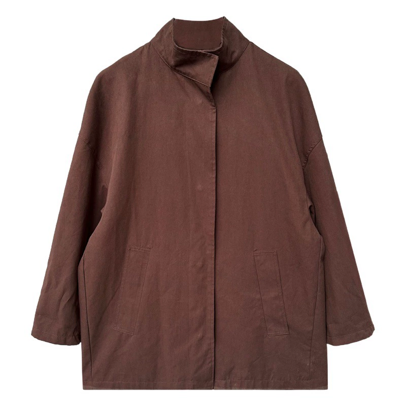 Женский Тренч Luxi High-end, темпераментный профиль, с воротником-стойкой, в ленивом стиле, японское минималистичное пальто оверсайз 8631