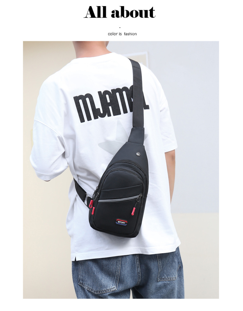 New high-quality waterproof nylon chest bag for men, simple and fashionable chest bag, large-capacity multi-layer crossbody bag, factory direct sales undefined
