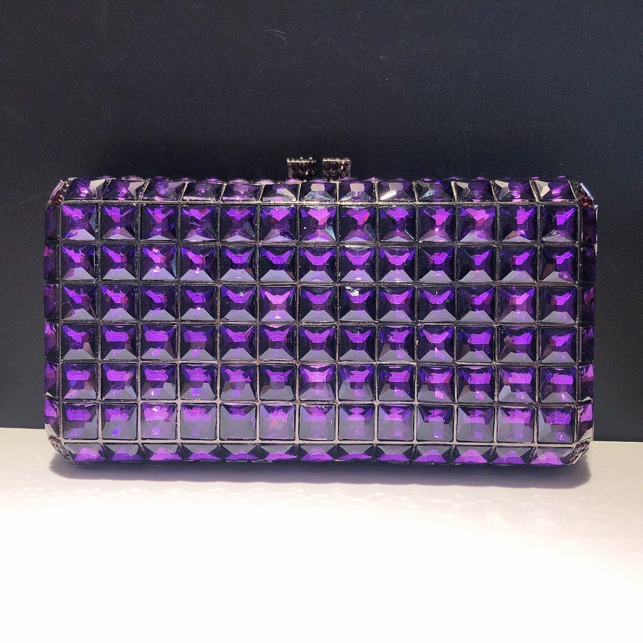 Fuente transfronteriza de cristal sólido con diamantes bolsas de banquete de maquillaje cuadrada horizontal bolsas de banquete de mano embrague duro