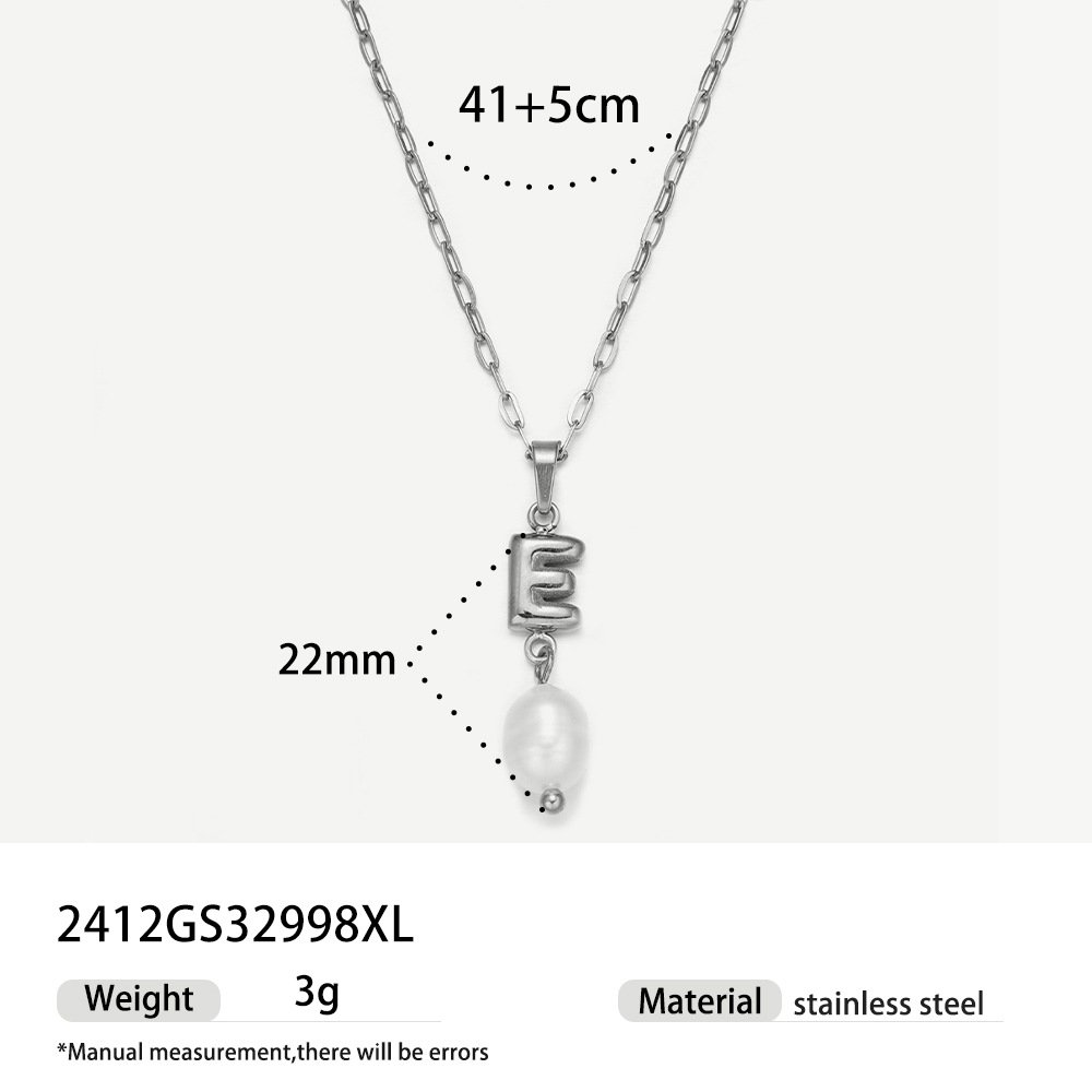 TENA collar de acero inoxidable de perlas verdaderas simplista de alto nivel nicho de diseño de acero de titanio collar de collar para mujeres image 22