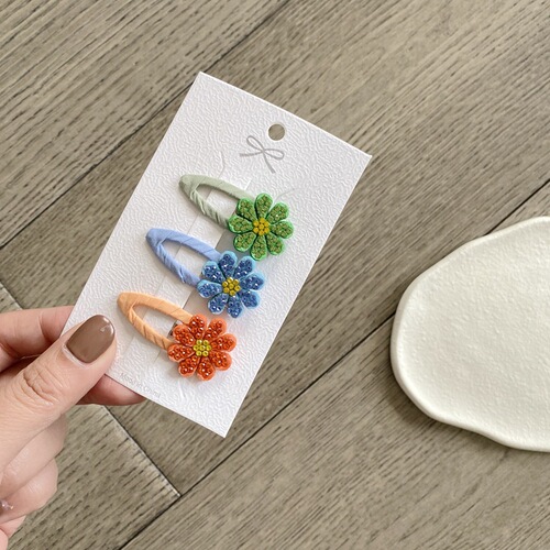LING+ Korean style new children's hair clip with diamond flower BB clip small children's flower set baby bangs clip