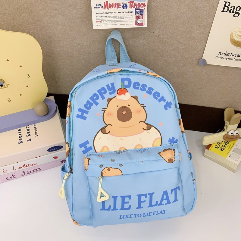 2025 nueva mochila para niños, estilo occidental, lindo Kapibala, mochila para niños y niñas, mochila de bebé impresa de moda