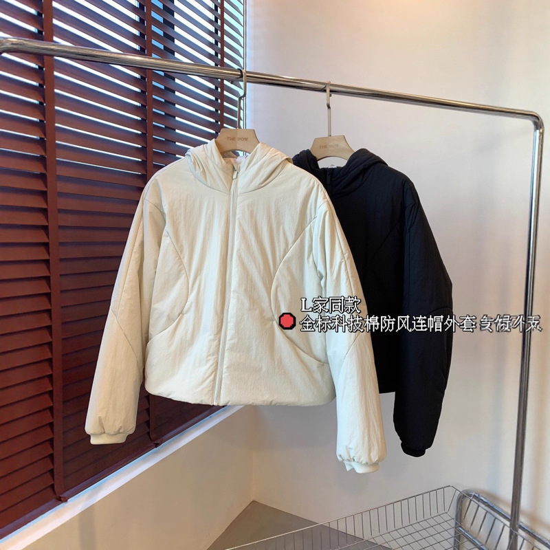 Lu's Same Style High-Quality Gold Label Technology Cotton Warm Quilted Windproof Sports Casual Hooded Jacket Winter