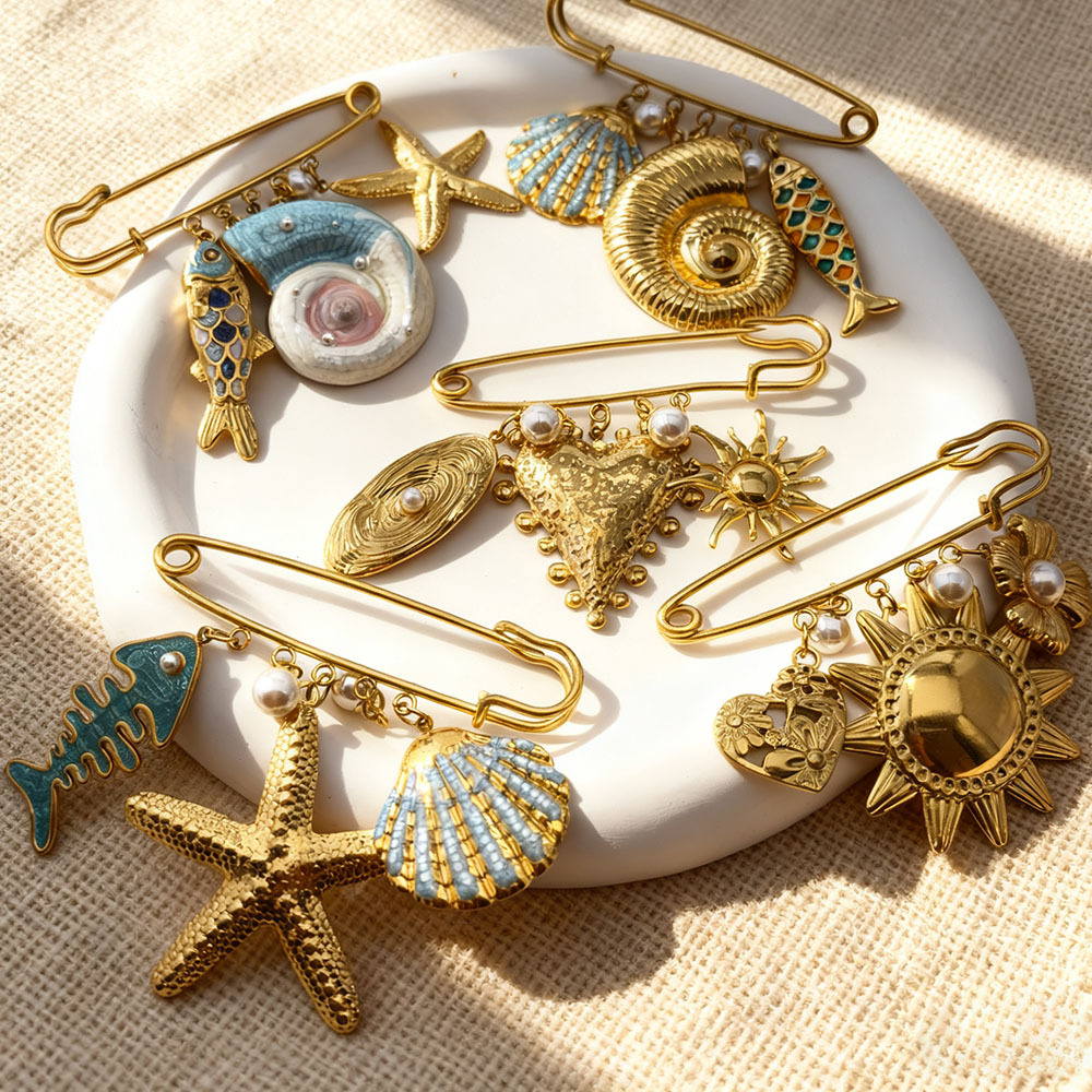 Cross-Border New Natural Style Handmade Marine Series DIY Pendant Brooch Women's Original Personalized Fashion Accessories