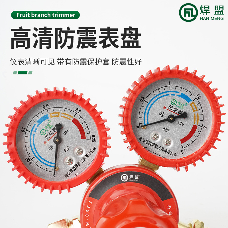 新款加厚乙炔表丙烷减压器煤氮气压力表氩气防震减压阀全铜氧气表