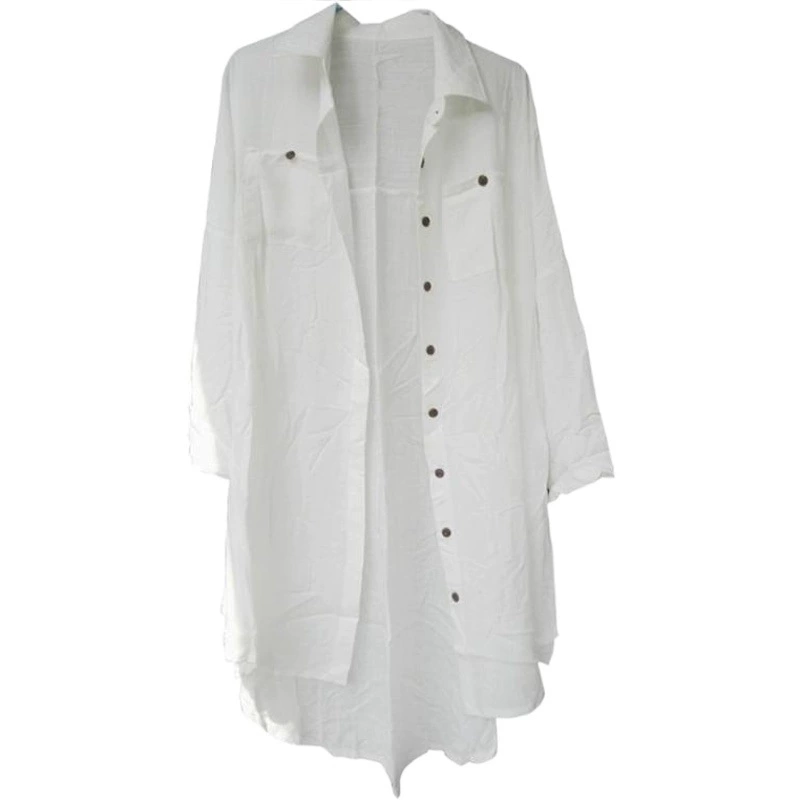 Европейские и американские трансграничные взрывы Slub Ry Хлопковая рубашка Пляжная юбка Праздничная Солнцезащитная рубашка Бикини Купальники Женская блузка