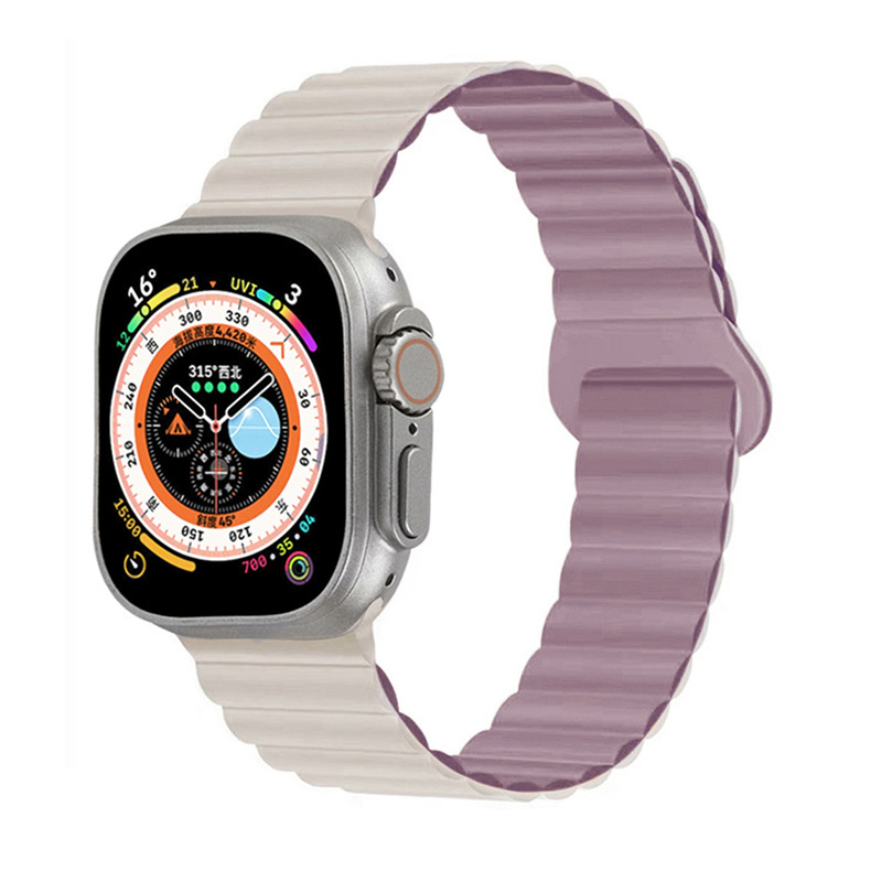 Correa de reloj de silicona bicolor adecuada para Apple iwatchs11, correa de reloj inteligente s10ultra con hebilla magnética