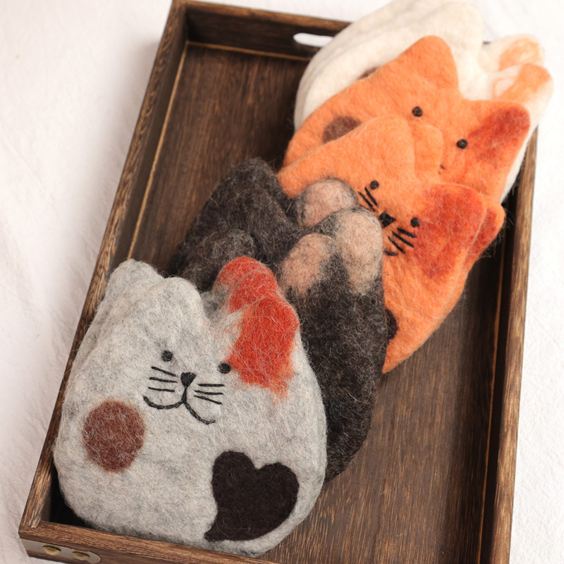 INS estilo fieltro lana amor gato montaña aislante absorbente mantel foto apoyos regalo personalizado decoración de escritorio