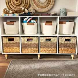 跨境草编收纳篮家用客厅杂物玩具收纳筐大容量衣柜被子衣物存储筐