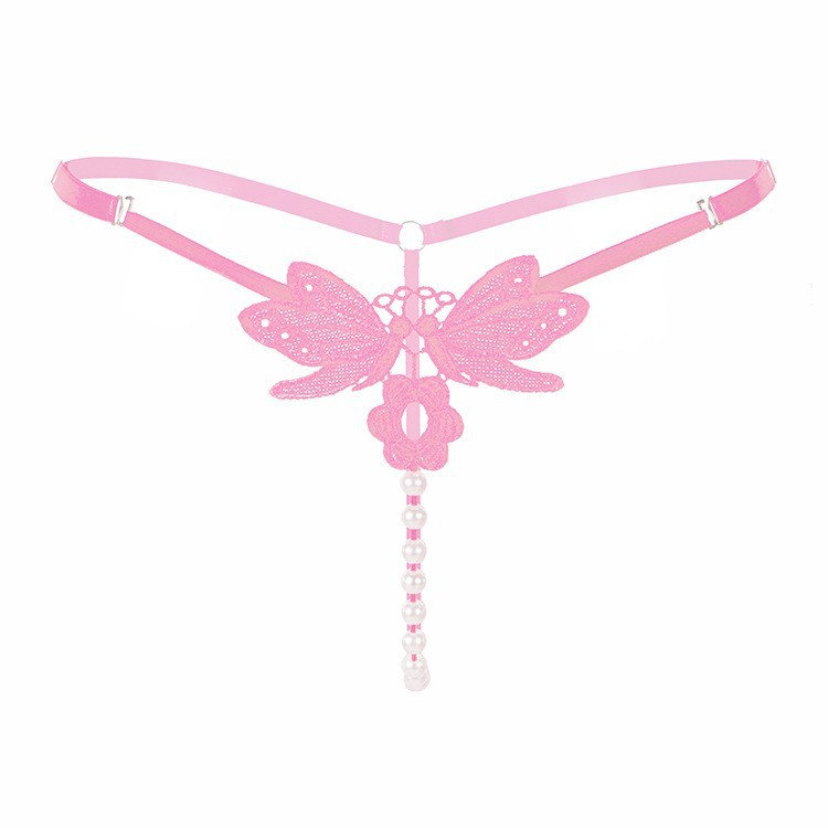 Women’s Embroidered Pearl G-String Low Waist Adjustable T-Back Underwear — detail image 5