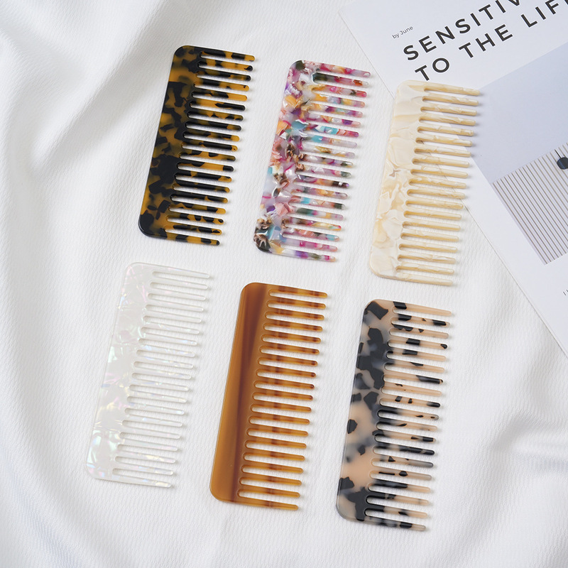 European and American Popular Hair Comb Amazon Cross-Border Best-Selling Acetate Comb Anti-Static Marble Pattern Hair Comb