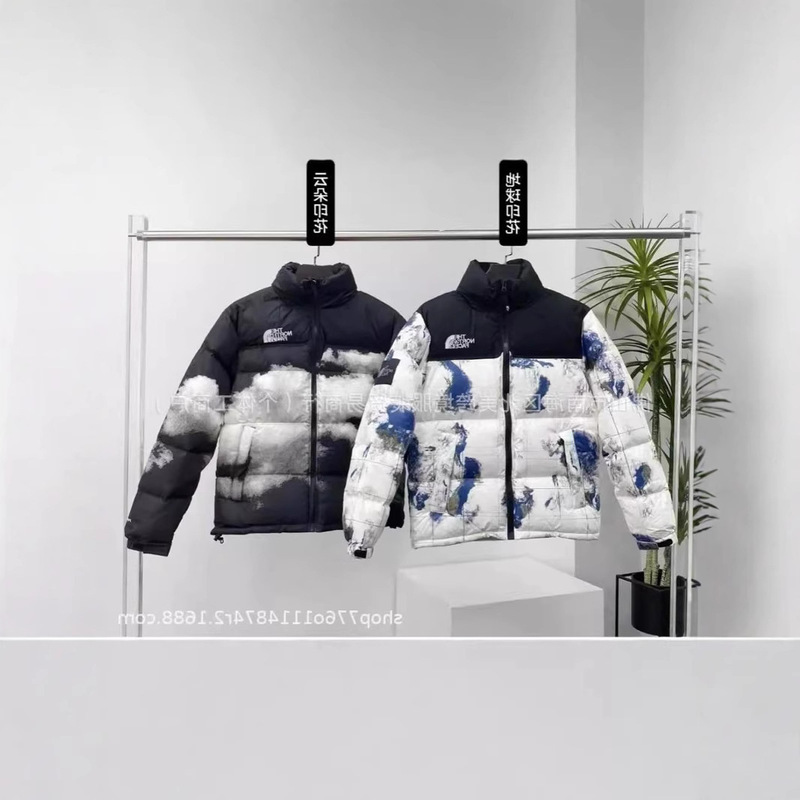 Beibei 2024 Men's Winter Printed New Jacket Tnf Thickeneded Fashionable Men's and Women's Cotton Outwear Cold-Proof Casual Versatile