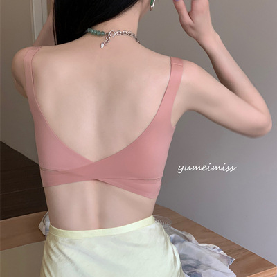 Tira de jalea sin costuras soporte suave Sujetador deportivo de las mujeres inalámbricas yoga baile latino estilo mariposa belleza espalda ropa interior 5517