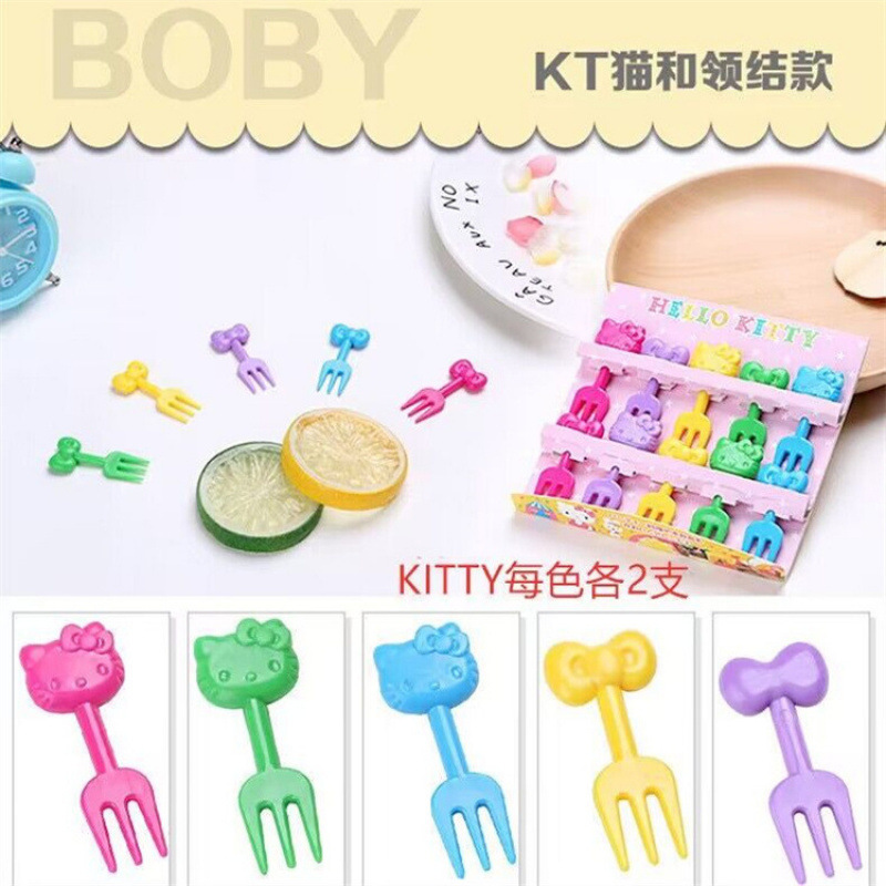 Japón hogar dibujos animados horquilla de fruta creativa para niños animales lindos horquilla de fruta de plástico set Bento stick