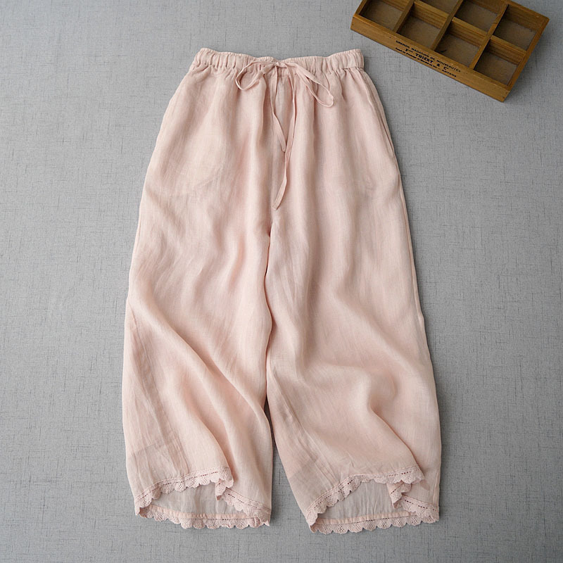 Women's Summer Thin Cotton-Linen Cropped Pants 2026 High-Waisted Loose Straight-Leg Linen Cool Casual Pants That Make Legs Look Longer