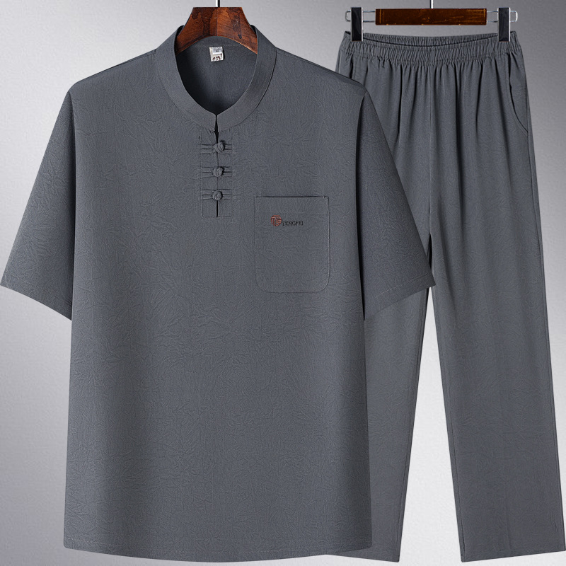 Short-Sleeved Shirt Men's Summer Suit Shirt Half-Sleeved Dad's Summer Cotton and Linen Grandpa Clothes Casual Versatile Business