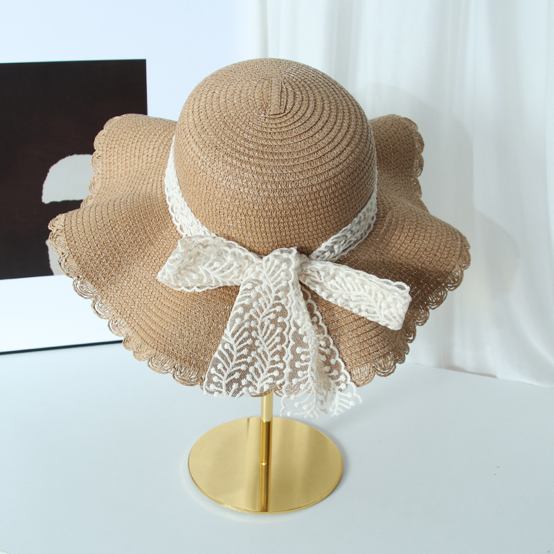 Women's Elegant Cute Pastoral Solid Color Bowknot Big Eaves Sun Hat display picture 3