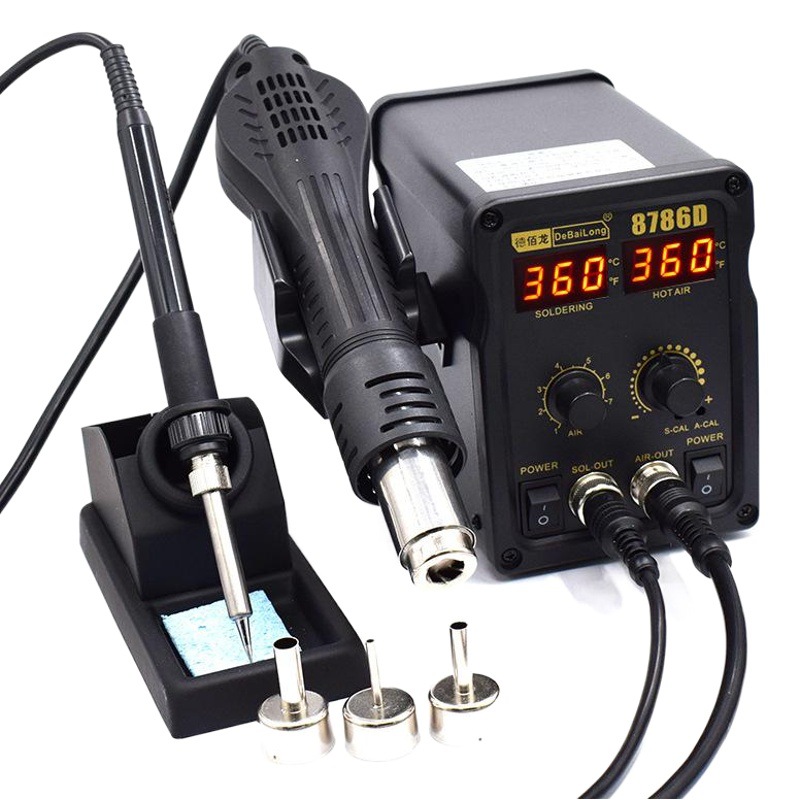 Tecnología de Taiwán pistola de aire caliente estación de soldadura pantalla digital control de temperatura estación de desoldadura herramientas de reparación de teléfonos móviles pistola de aire boquilla de temperatura constante pistola de hornear
