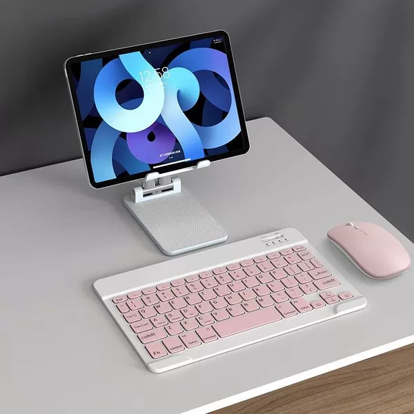 Fuchsia square keyboard, mouse