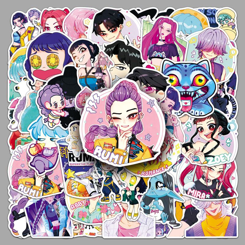 50 Kpop Demon Hunters Stickers from the Animated Movie, Waterproof Decorative Stickers for Thermos Cups