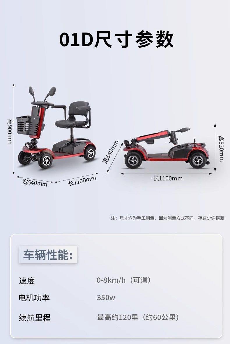 Elderly Mobility Scooter, Four-Wheeled Electric Scooter for Daily Use, with Cup Holder, Shock Absorption, Foldable Electric Scooter for the Elderly