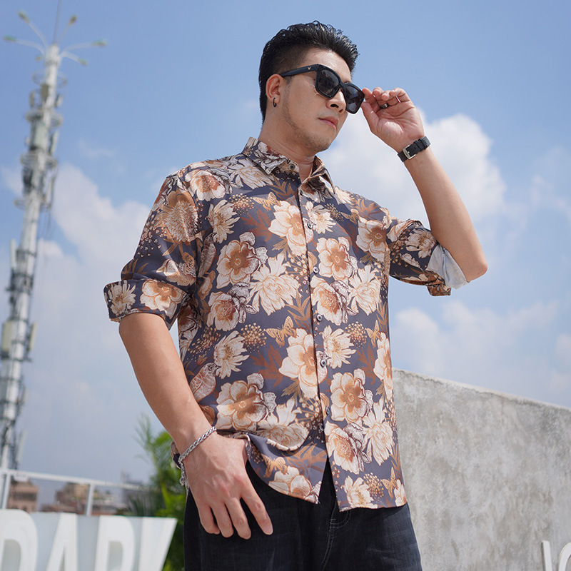 Southeast Asia Cross-Border Plus-Size Men's Long-Sleeved Floral Shirt for Big Guys, New Spring and Autumn Style, Large Loose Casual Shirt for Fat Guys Southeast Asia Cross-Border Plus-Size Men's Long-Sleeved Floral Shirt for Big Guys, New Spring and Autumn Style, Large Loose Casual Shirt for Fat Guys