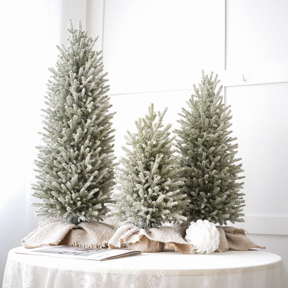 Decoración coreana del árbol de Navidad de escritorio PE flocado árbol de Navidad verde árbol de Navidad ventanas de decoración de la fiesta