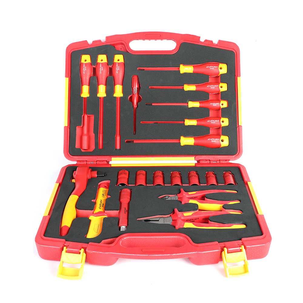 力易得21件VDE绝缘工具组套绝缘钳绝缘螺丝刀绝缘扳手E1181