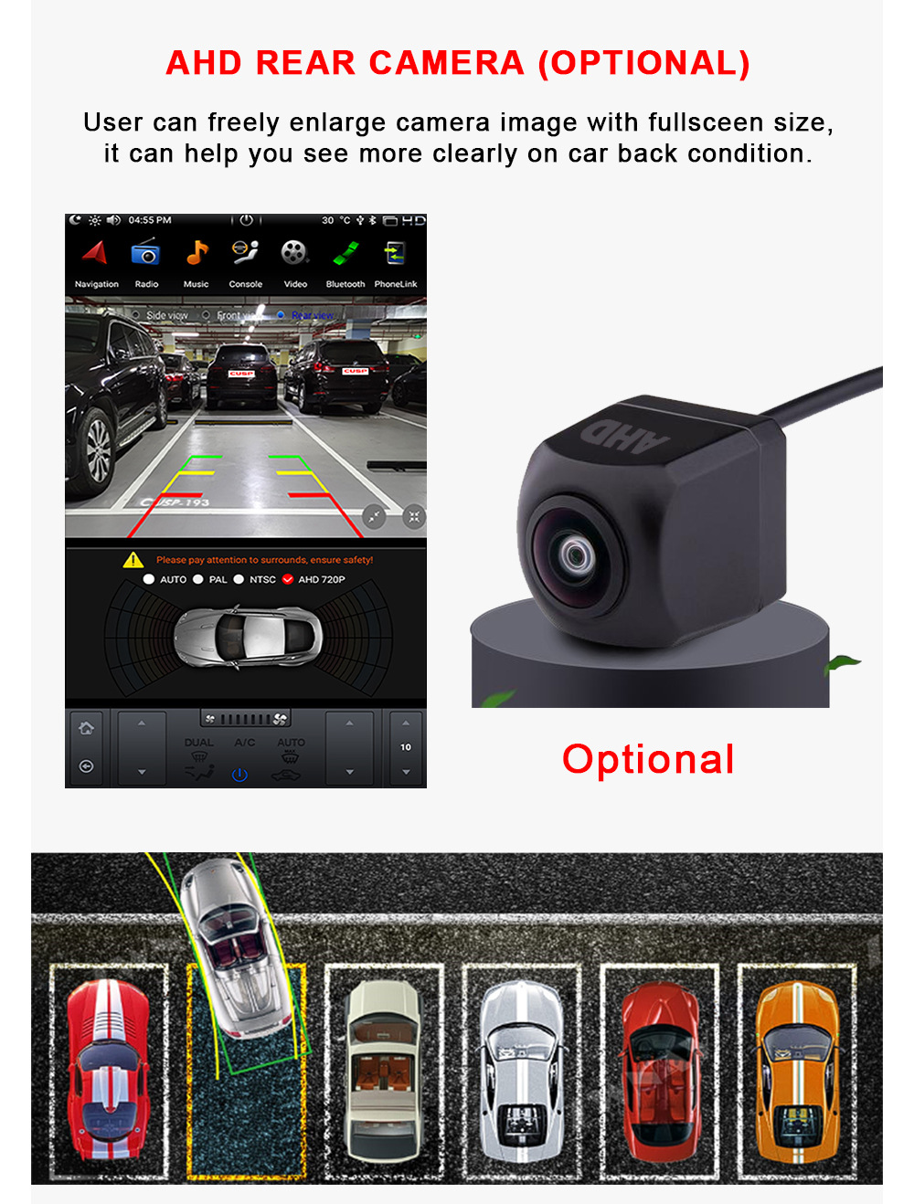 Toyota Tacoma/Hilux Modification Special 12.1inch Android Large-Screen High-Definition Reversing Image Display