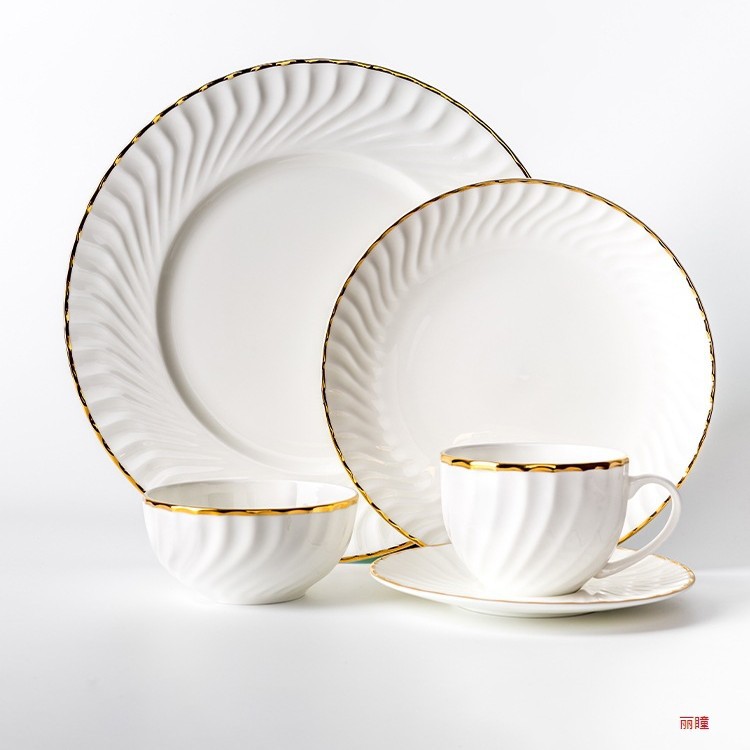 Porcelana de hueso de estilo europeo de Phnom Penh, filete nórdico, platos de comida occidentales, platos caseros, platos planos, platos combinados