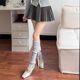 Light gray - cuffed lace-up socks (leg circumference within 38cm)