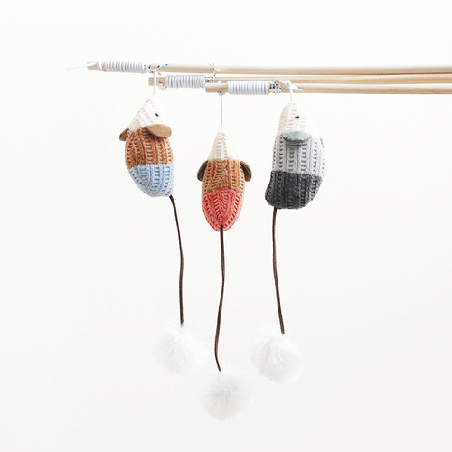 Cat toy cat teasing stick, rat-shaped molars, bite-resistant wooden cat teasing stick, cat self-pleasure and boredom relief, pet supplies wholesale
