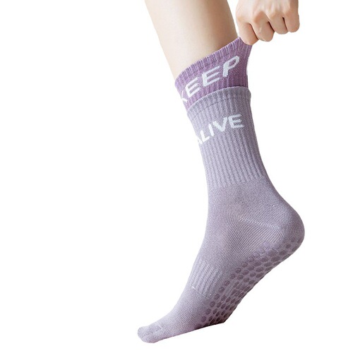 Yoga socks, fashionable non-slip aerobics mid-calf women's socks, indoor Pilates sports fitness dance floor socks