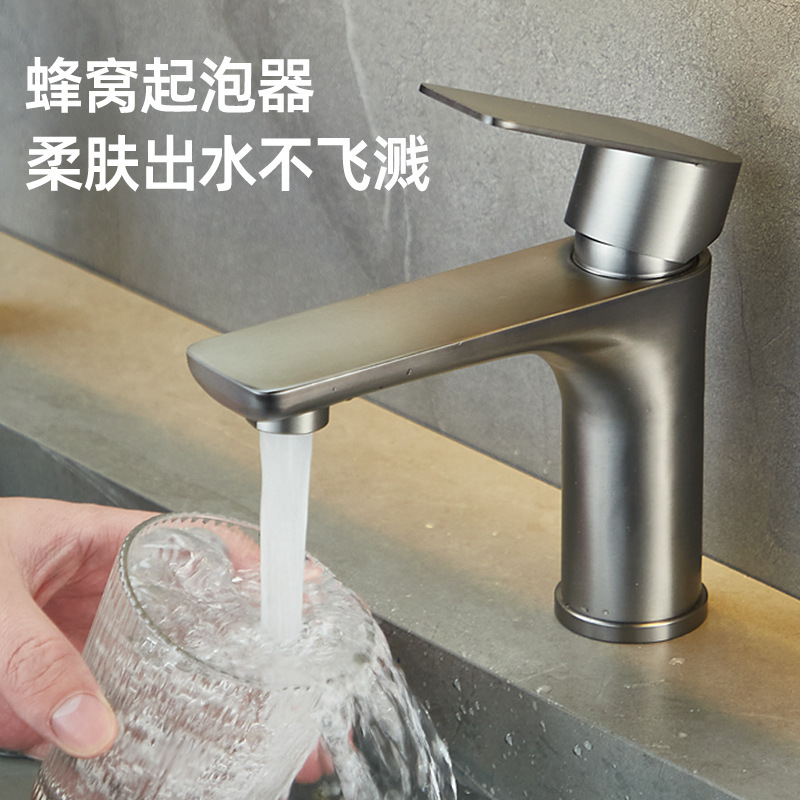 銃灰蛇口洗面器冷水304ステンレス洗面器トイレ洗面器単孔卸売り|undefined